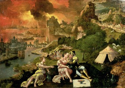 Lot und seine Töchter von Lucas van Gassel